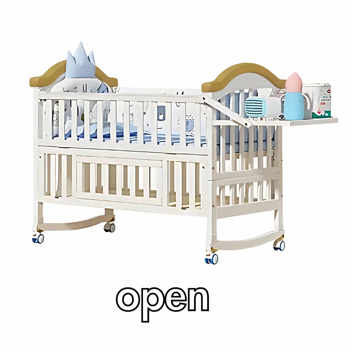 Cuna de madera multifuncional con móvil para recién nacido y niño - imagen 4