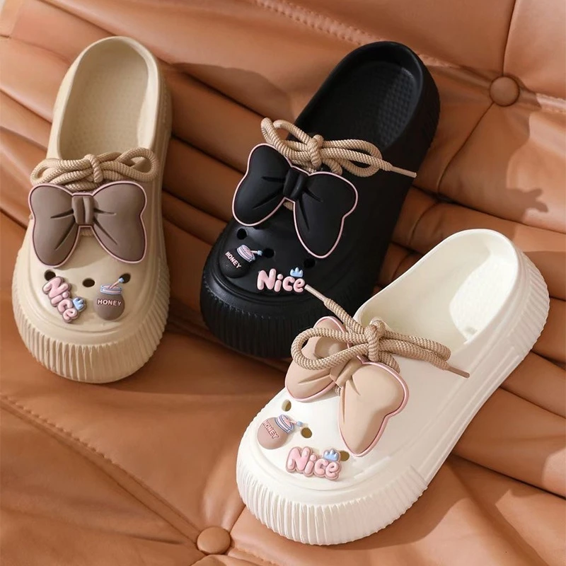 Sandalias de plataforma con lazo y suela gruesa de verano