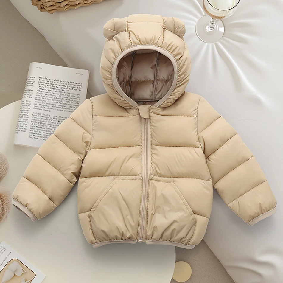 Parka de niña con capucha abrigada y cremallera para invierno - imagen 4