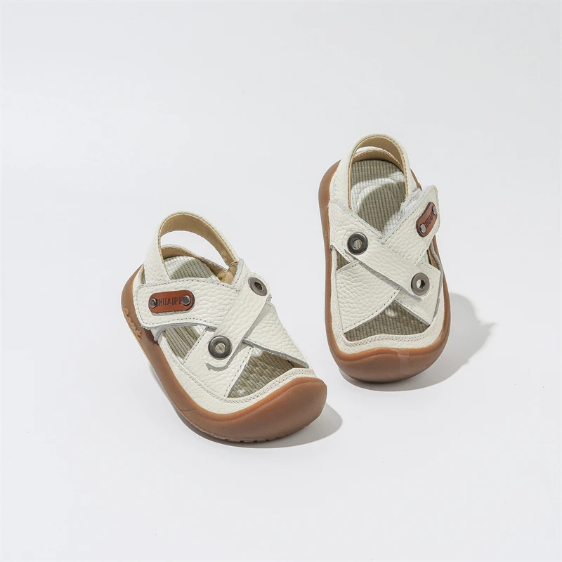 Sandalias de cuero genuino antideslizantes para bebé y niño