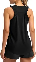 Camiseta sin mangas con volantes holgada para correr y gimnasio