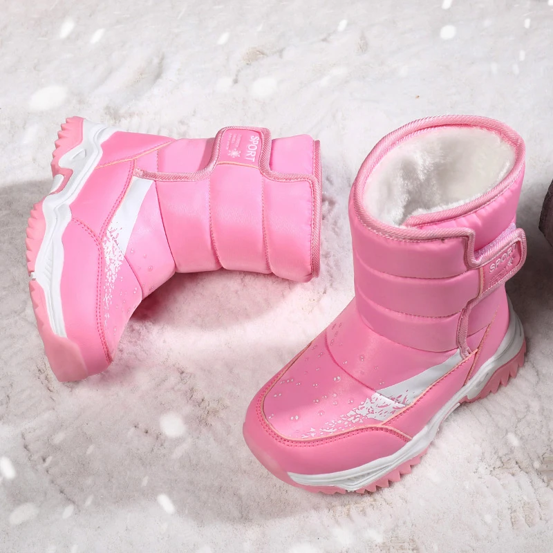 Botas de nieve para niños – Impermeables con forro de felpa cálido