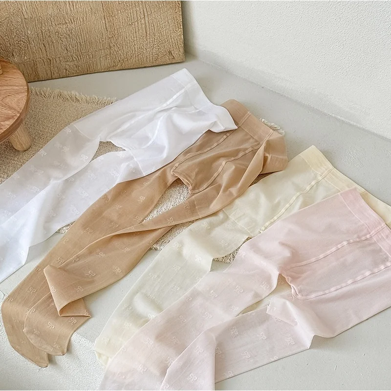 Pantimedias finas de verano con lazo y estampado para niñas - imagen 3