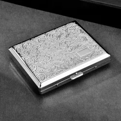Estuche para cigarrillos retro de acero inoxidable con funda