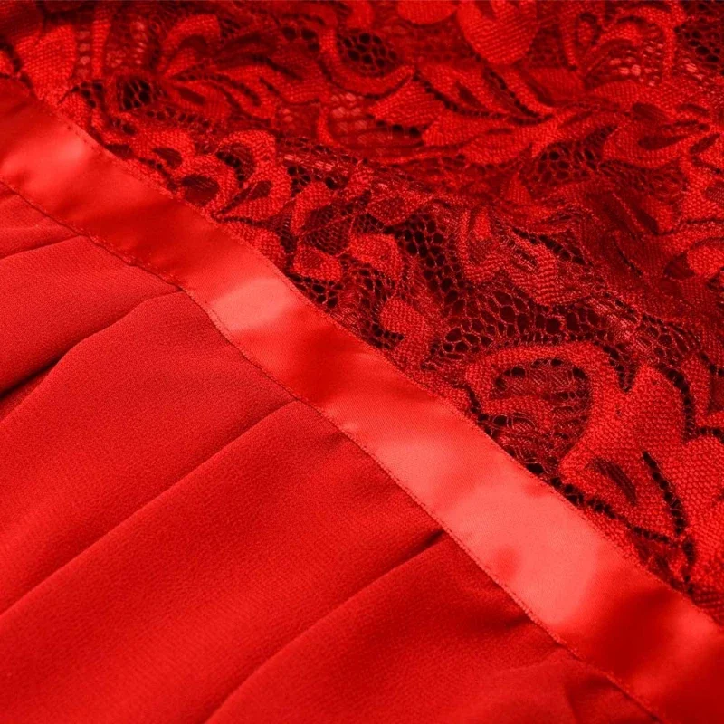 Vestido acampanado de encaje liso elegante para fiesta - imagen 5