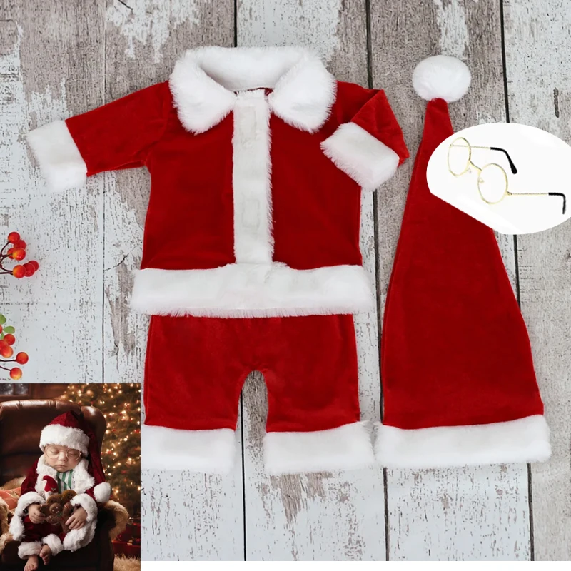Disfraz de Papá Noel recién nacido para sesión navideña fotográfica - imagen 2