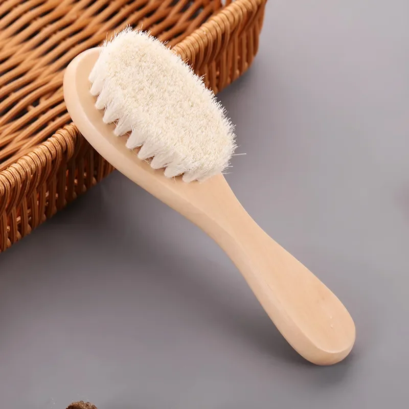 vvocci Cepillo de bebé madera y lana para masaje recién nacido - imagen 4