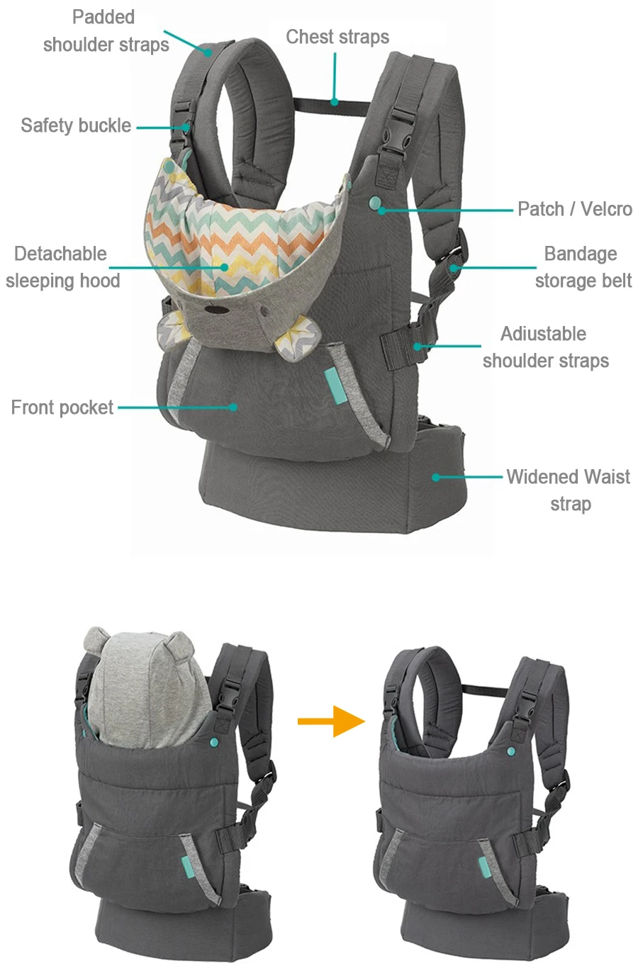 Diseño tipo mochila y soporte
