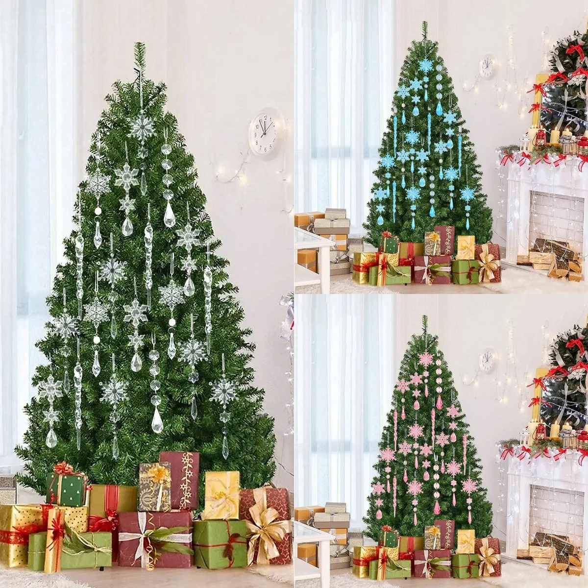 Colgantes de copos de nieve para árbol de Navidad de cristal