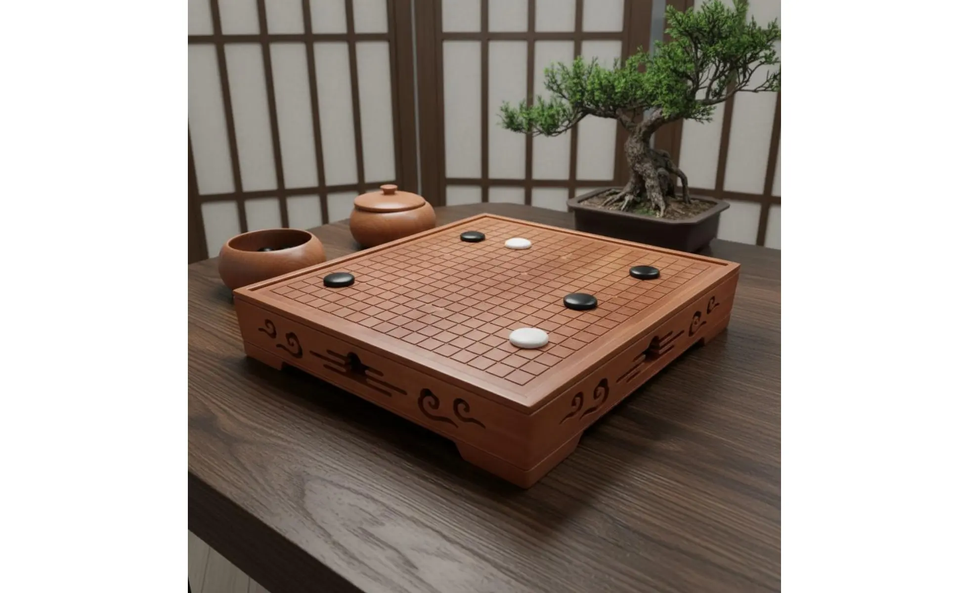 Set chino de ajedrez y Weiqi de madera maciza, 2 en 1