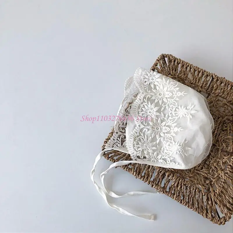 Gorro de encaje para recién nacido de algodón estilo princesa - imagen 2