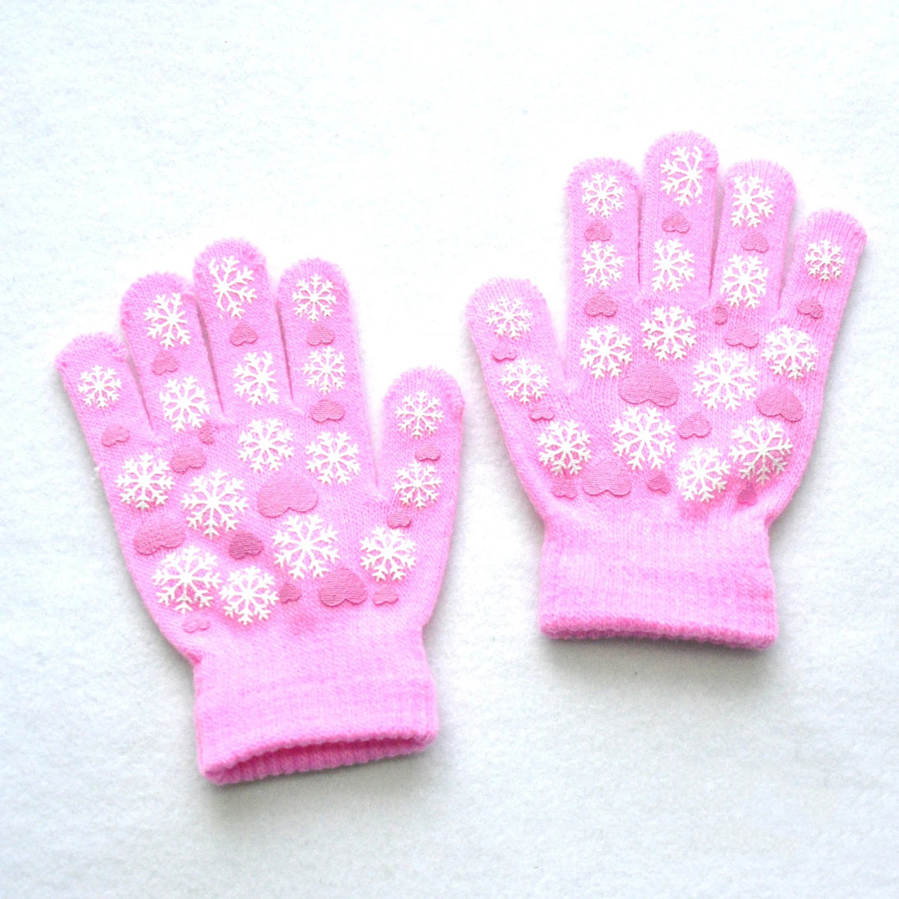 Guantes de invierno para niños 6-11 años con copos de nieve tejidos - imagen 3
