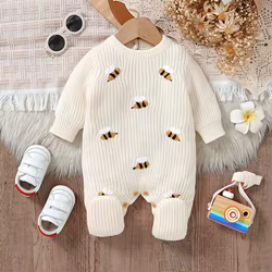 Pelele bebé manga larga para otoño e invierno – Recién nacido unisex beige