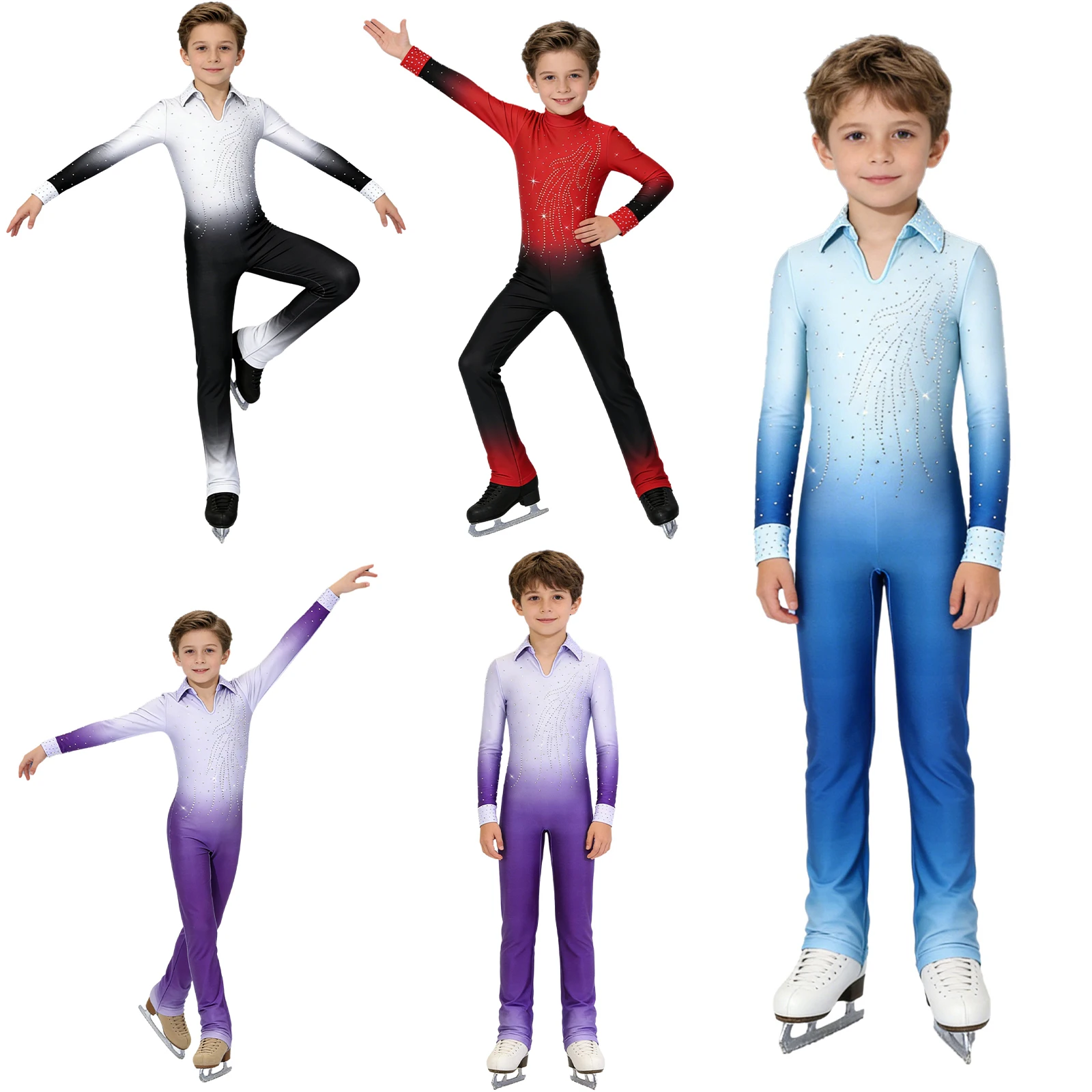 Mono de gimnasia y patinaje con pedrería para niñas