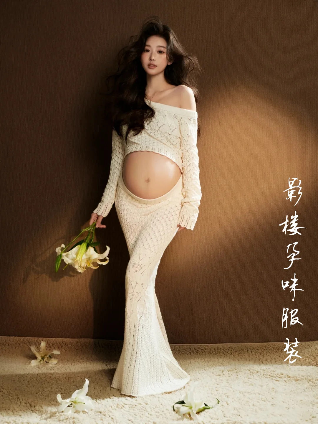 Vestido maternidad boho encaje - conjunto piezas para sesión - imagen 3