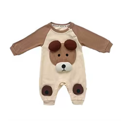 Pelele bebé recién nacido manga larga con oso 3D – talla 0-12 meses
