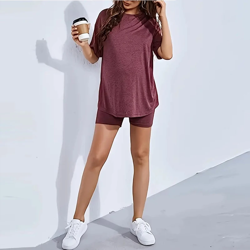 Conjunto premamá de camiseta y pantalón corto cómodo de algodón - imagen 2
