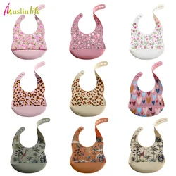 Babero de silicona impermeable con estampado para bebé