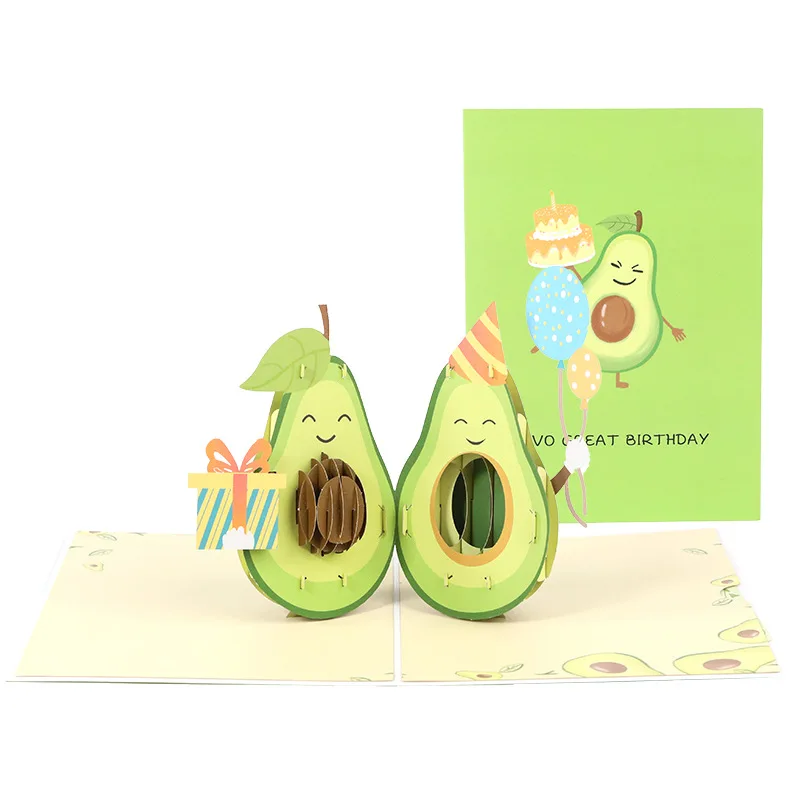 Tarjeta cumpleaños niños – Diseño 3D aguacate para fiestas - imagen 3