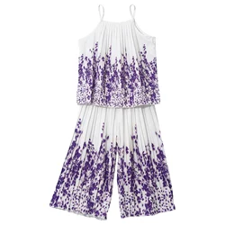 Conjunto de verano para niña con tirantes finos y estampado floral
