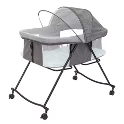 Cuna de viaje plegable con mosquitera y ruedas para bebé