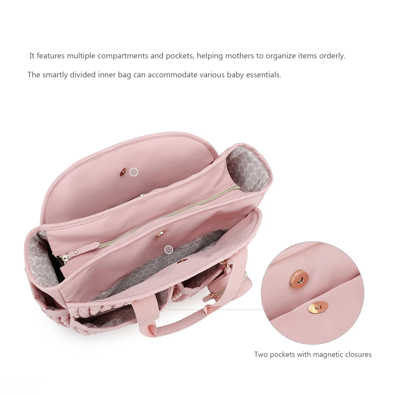 Bolsa para pañales acolchada impermeable con bandolera de viaje - imagen 4