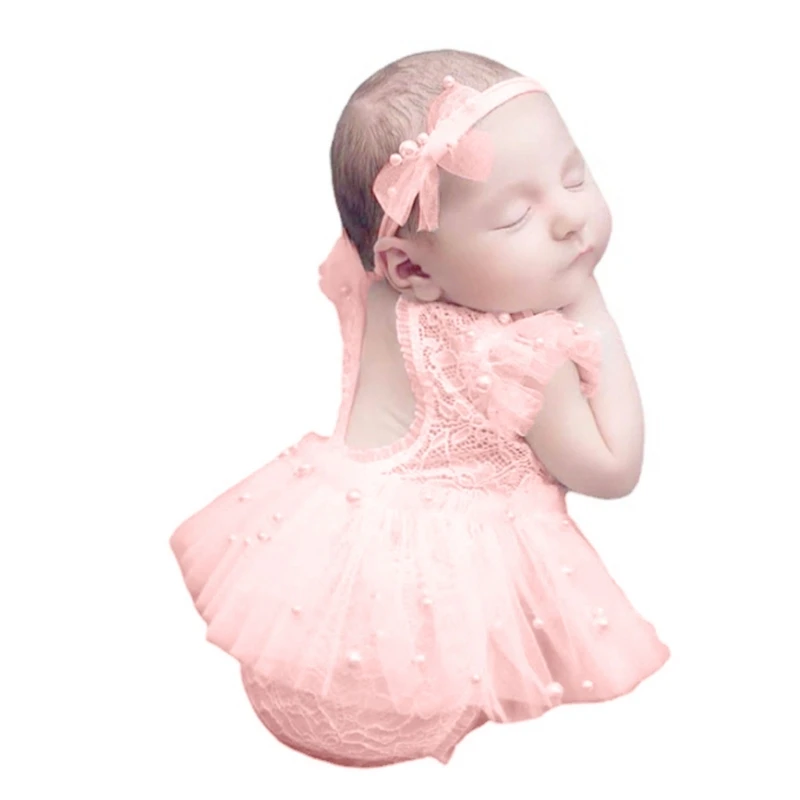 Vestido de bautizo con tutú y body para recién nacida - imagen 3