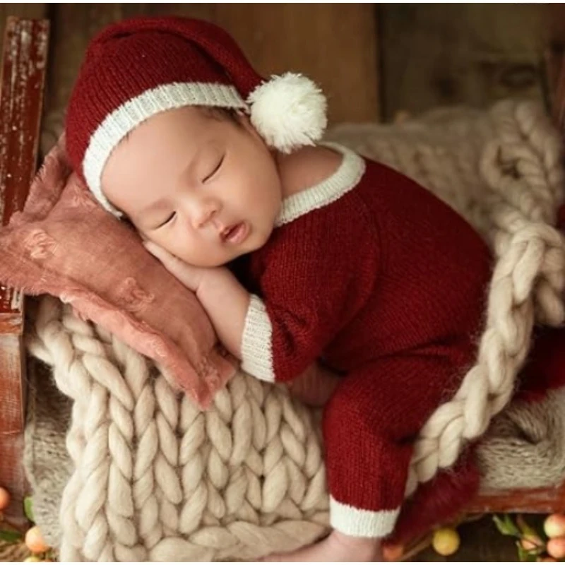 Disfraz de Navidad bebé en mohair con mameluco y gorro a juego - imagen 4