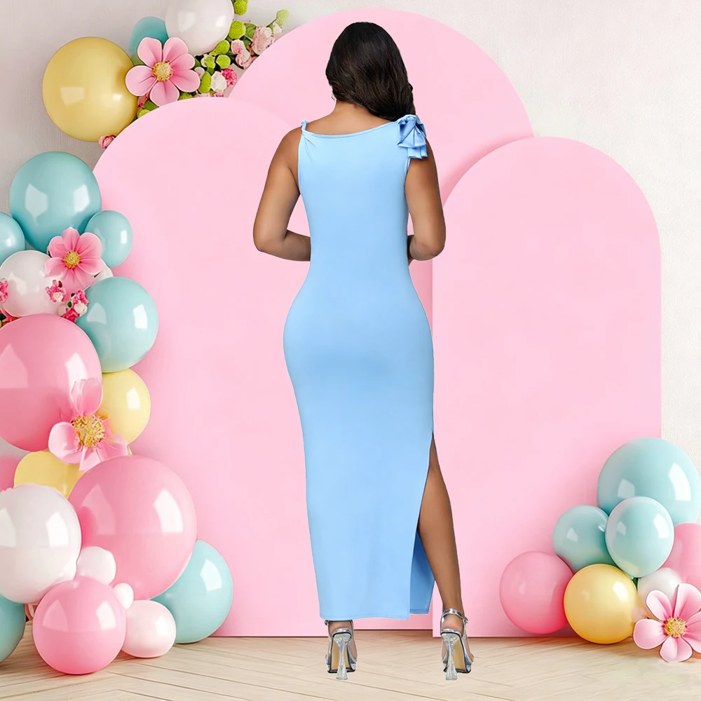 Vestido premamá sin mangas con lazo elegante para baby shower - imagen 2