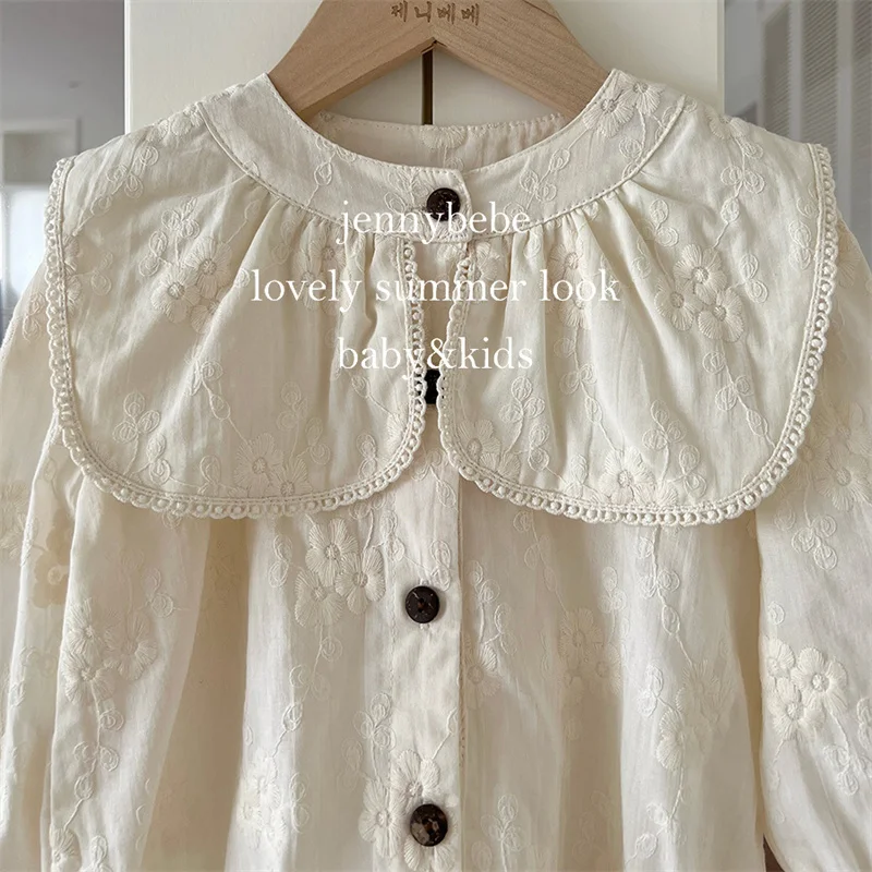 Vestido Vintage manga larga con bordado floral para niña - imagen 3