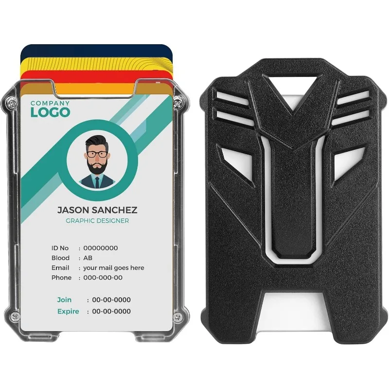 Porta tarjetas retráctil con clip duro y ventana transparente - imagen 3