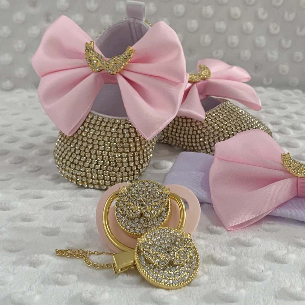 Diadema de lazo hecha a mano con pedrería brillante para niña - imagen 5