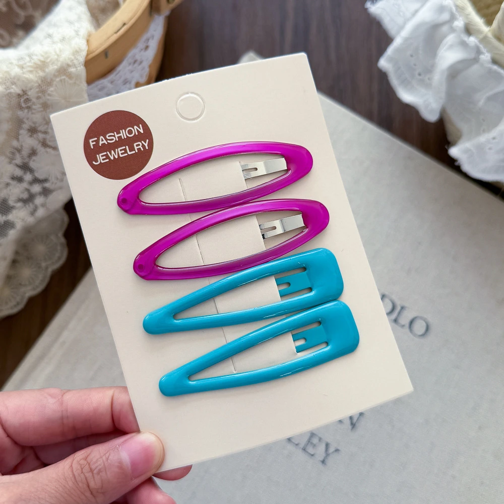 Pinza para el pelo niña BB triangular ovalada con efecto goteo
