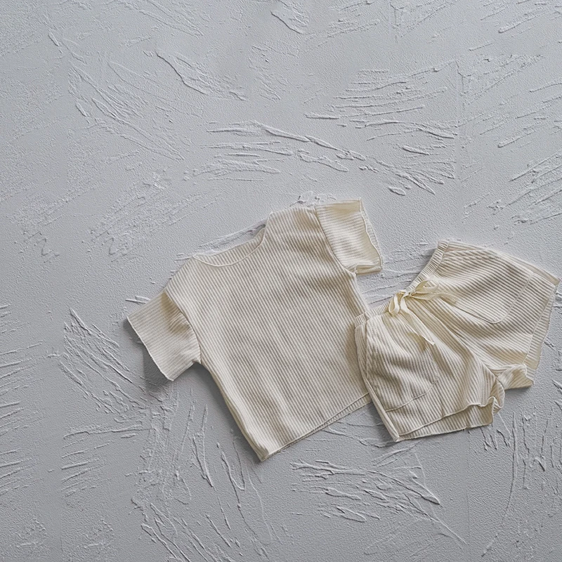 Conjunto de verano infantil - Pantalones cortos de punto con cordón - imagen 5