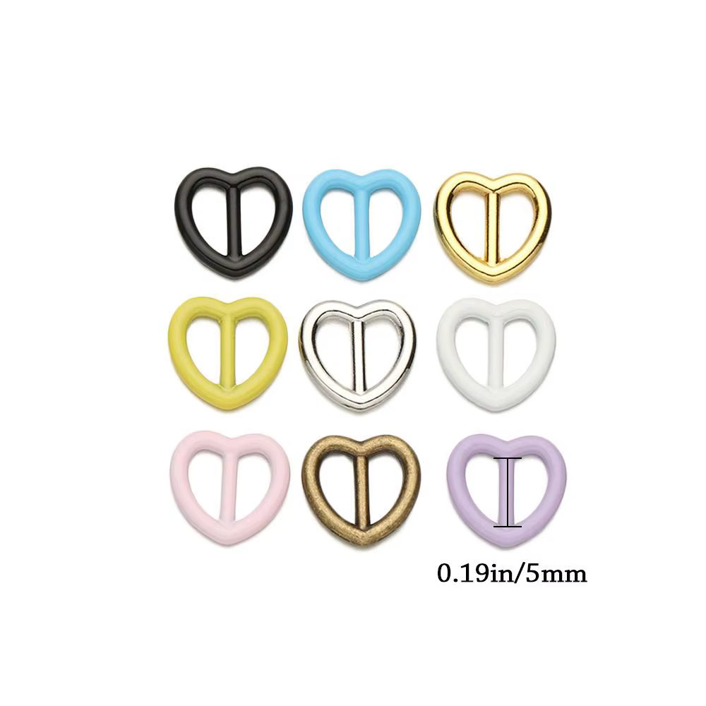 Mini hebillas de corazón en varios colores metalizados