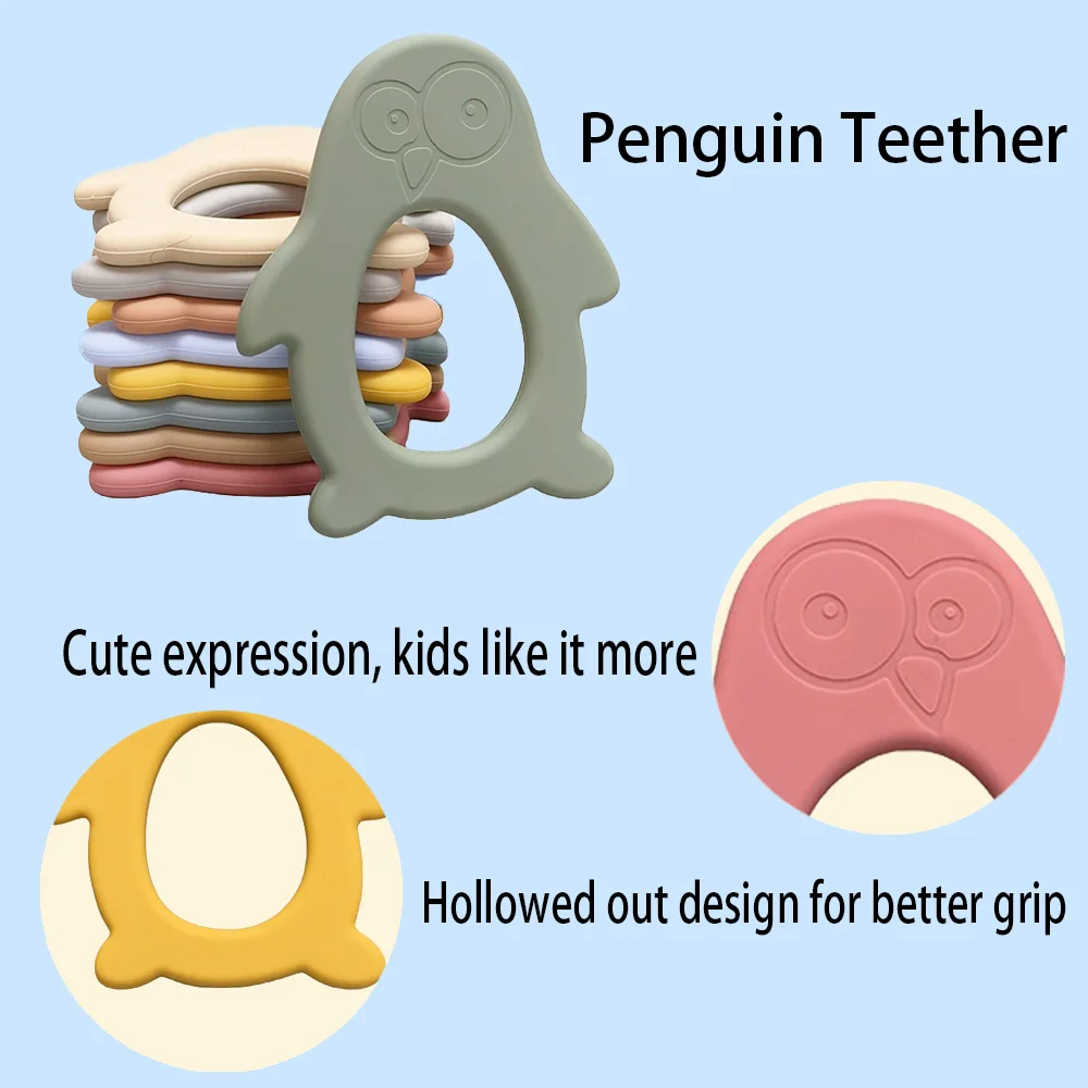 Mordedor de silicona con pingüino para aliviar la dentición - imagen 3
