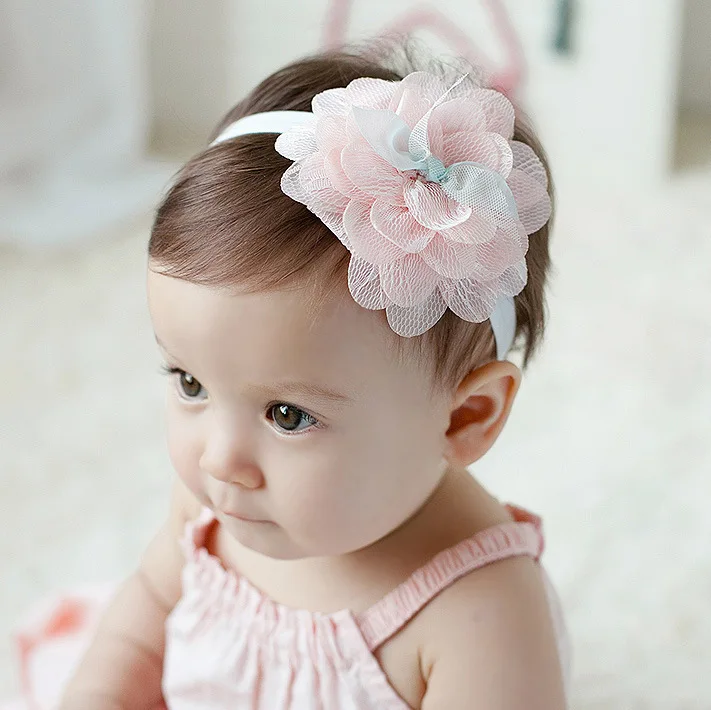 Diadema bebé elástica con encaje floral estilo hada para fiestas - imagen 2