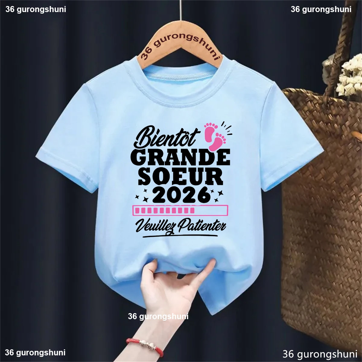 Camiseta de niña gran hermana estampada con estilo tierno kawaii - imagen 4