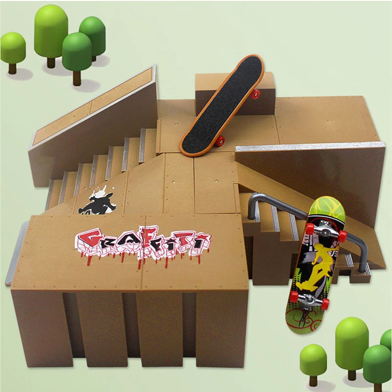 Mini monopatín de dedos para niños con rampa del parque - imagen 4