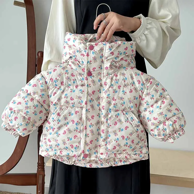 Abrigo acolchado de invierno para niña con cremallera y capucha - imagen 2