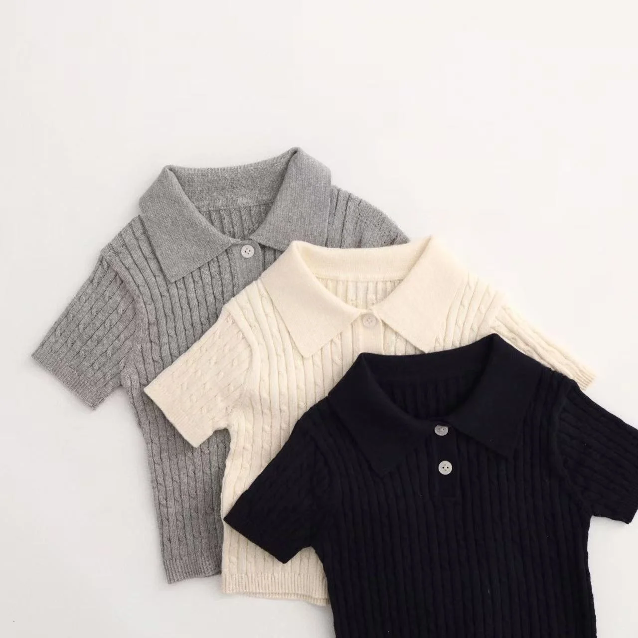 Polo de punto manga corta algodón suave para niños - imagen 4