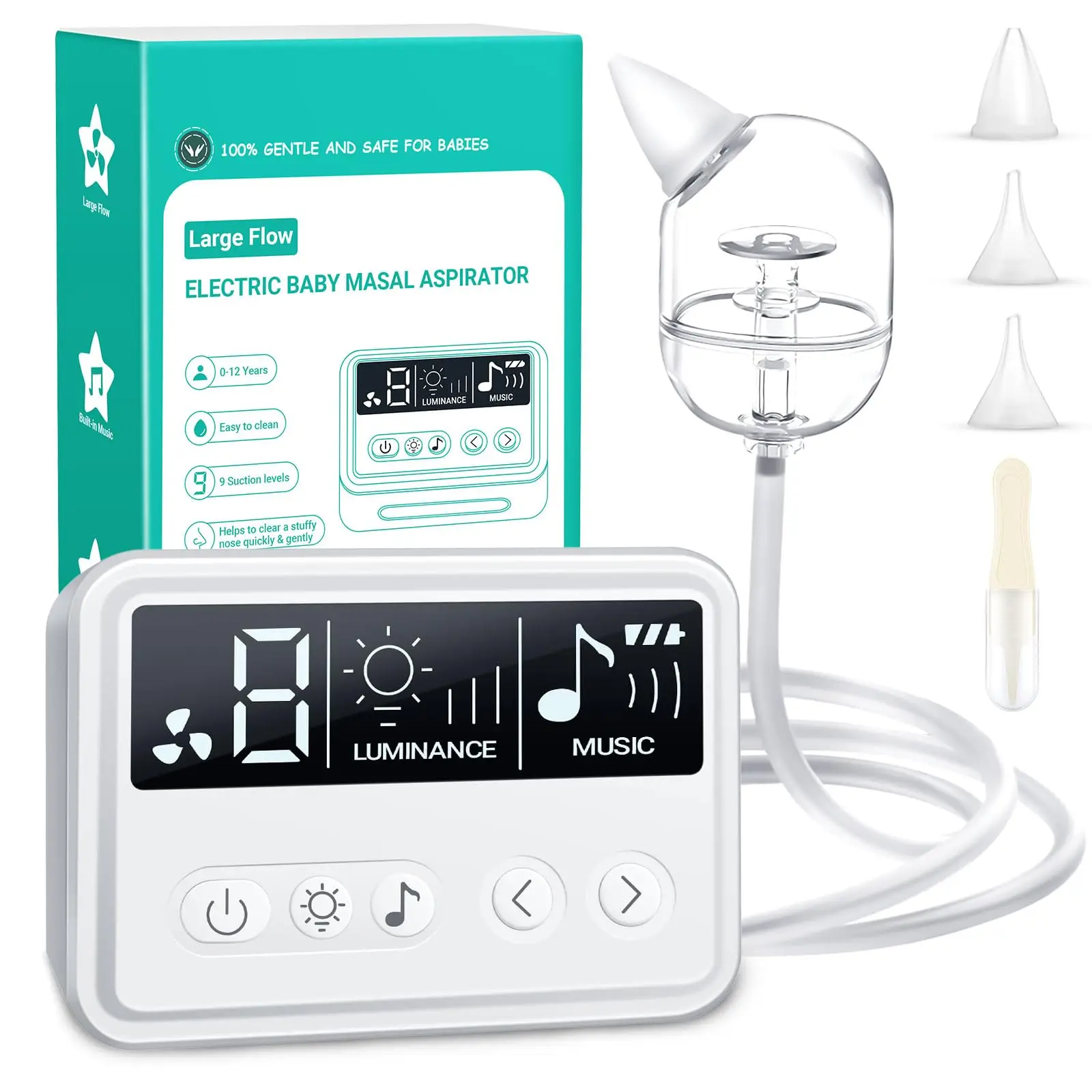 Aspirador nasal eléctrico para bebé con luz y música