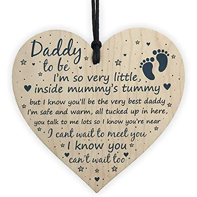 Tarjeta corazon de madera para papa primerizo - Regalo especial