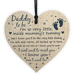 Tarjeta corazon de madera para papa primerizo - Regalo especial