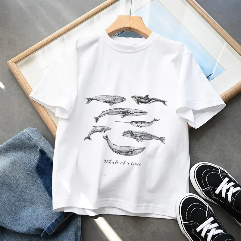 Camiseta tiburón manga corta veraniega para niño y niña - imagen 4