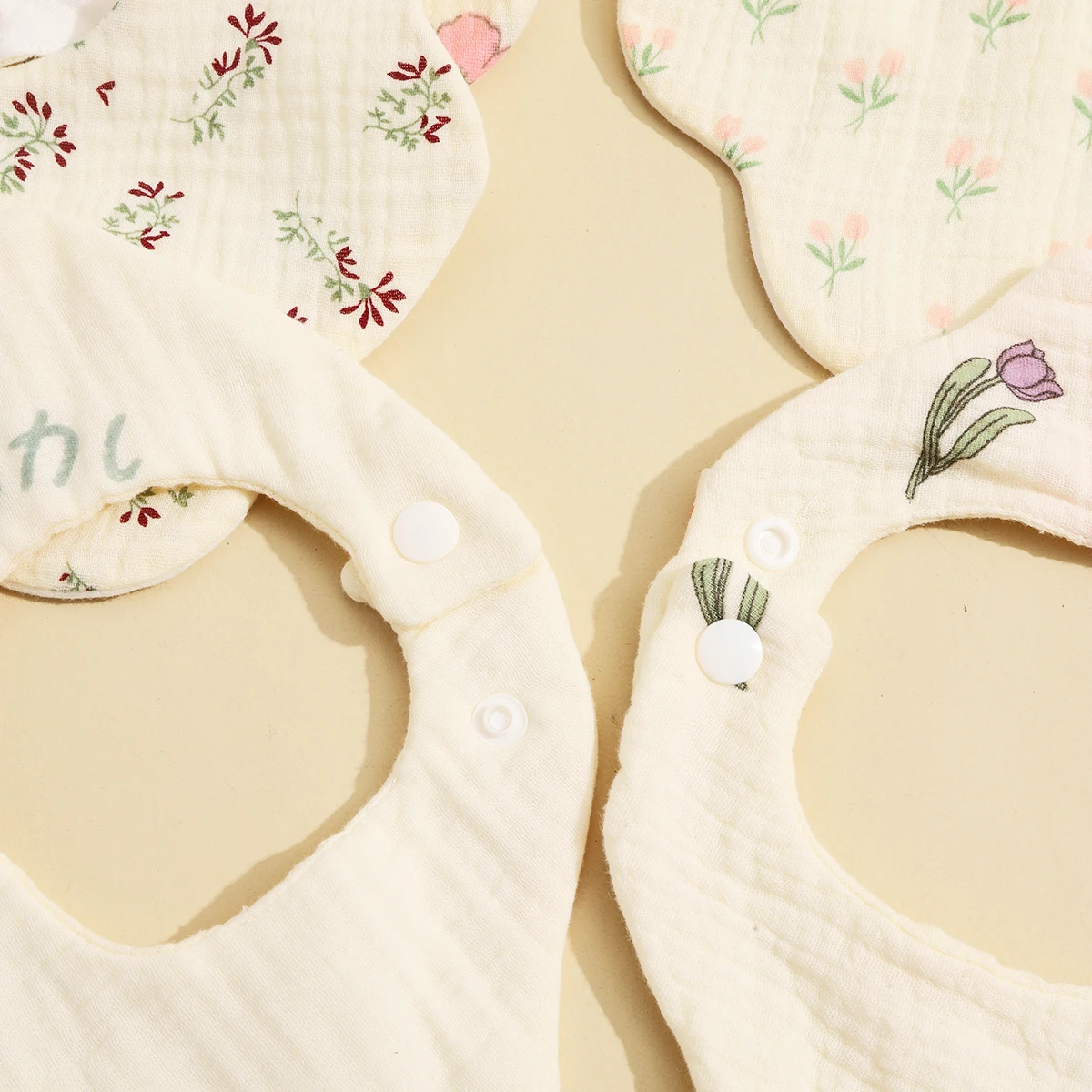 Baberos de lactancia en algodón con estampado suave para recién nacido - imagen 4