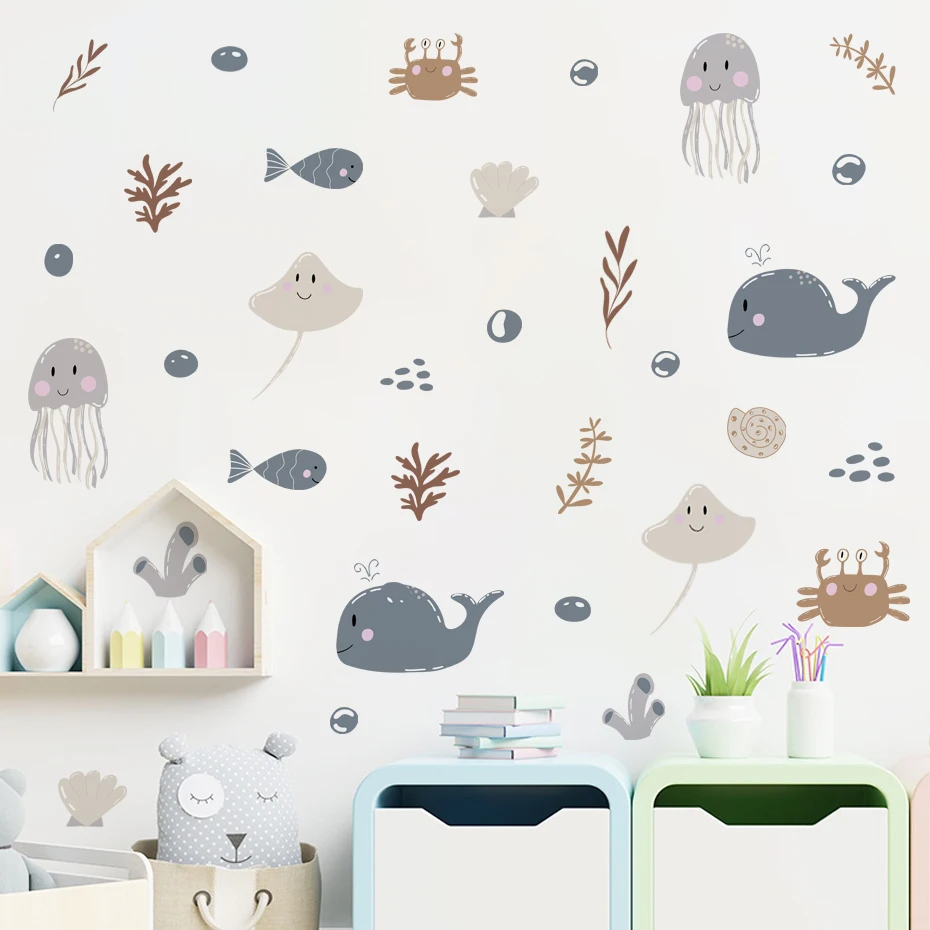 Ocea pegatinas de pared animales marinos extraíbles para niños PVC - imagen 2
