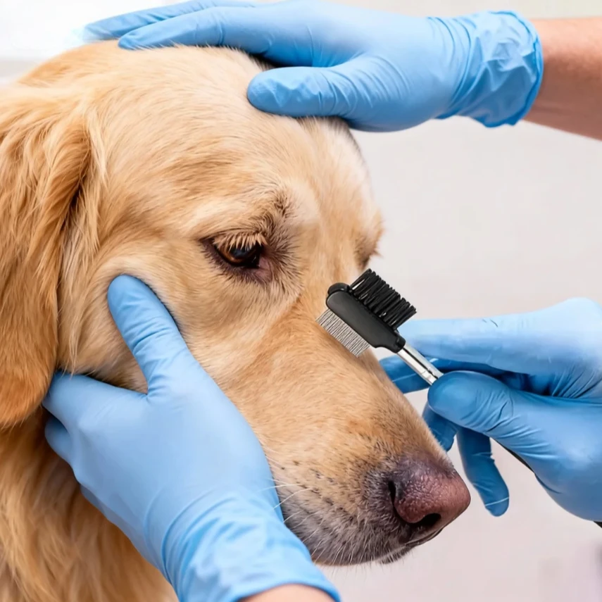 Peine quitamanchas para mascotas de doble cara, cepillo ocular - imagen 4
