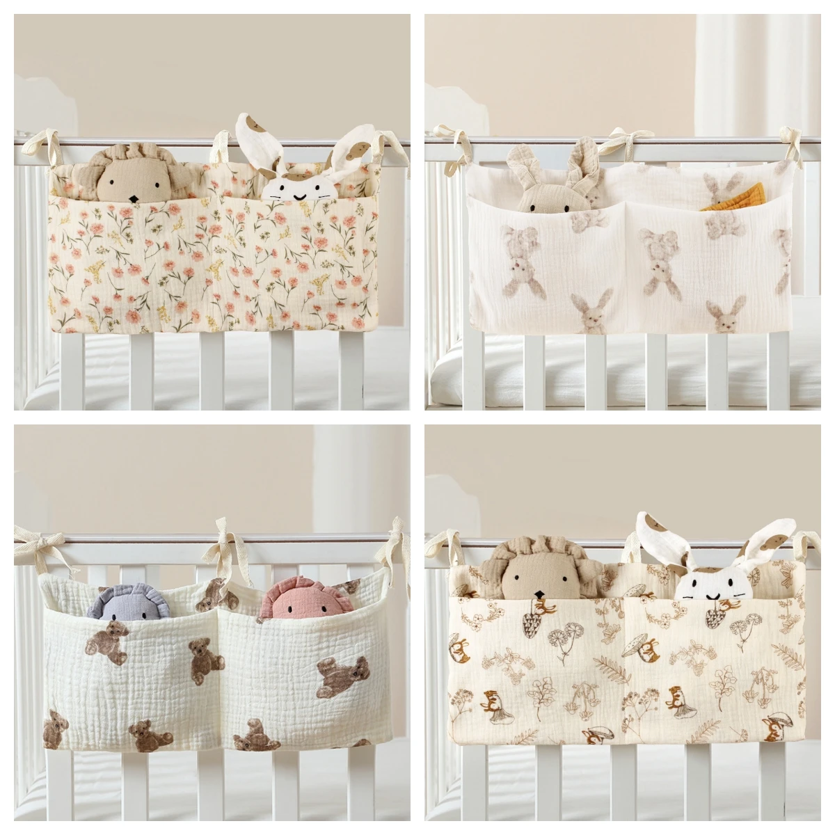 Bolsa colgante de doble bolsillo para cabecera de bebé