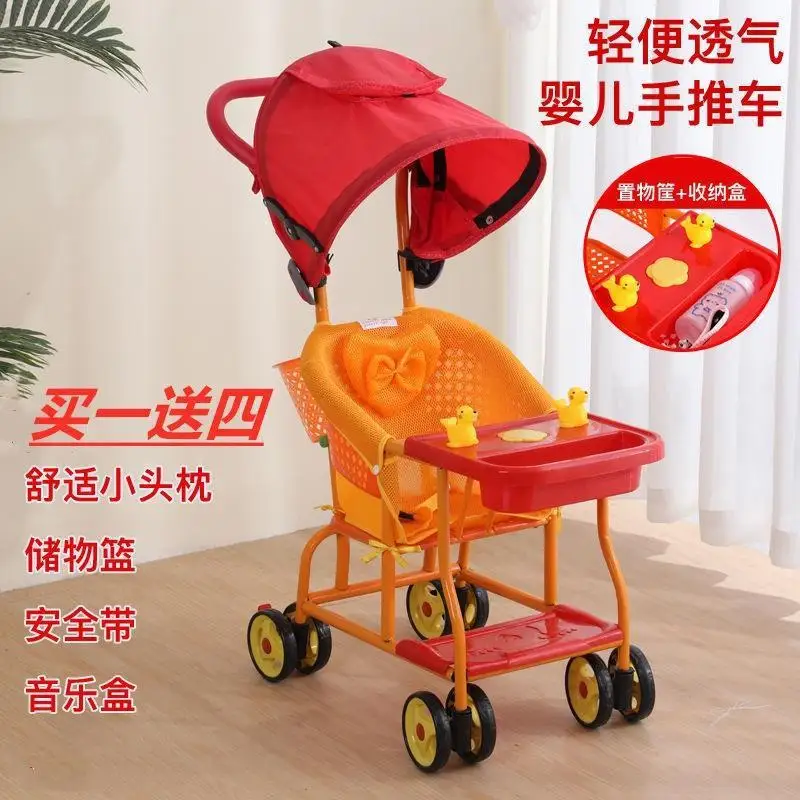 Carrito bebé de mano mimbre imitación – estilo veraniego - imagen 2